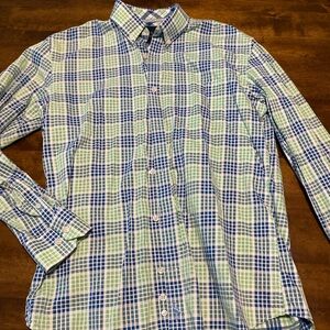 Tailorbyrd Button down Dress Shirt Blue Green Plaid Size 18